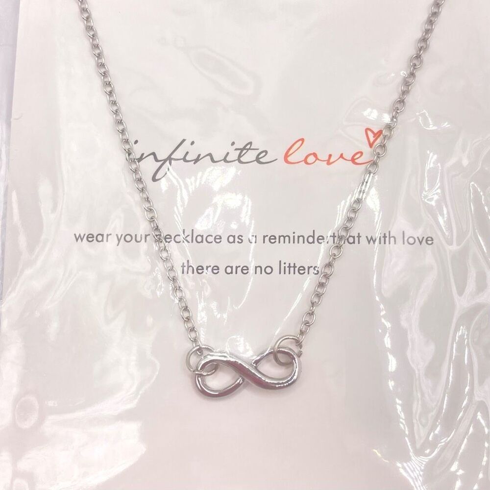Silver infinite love charm necklace